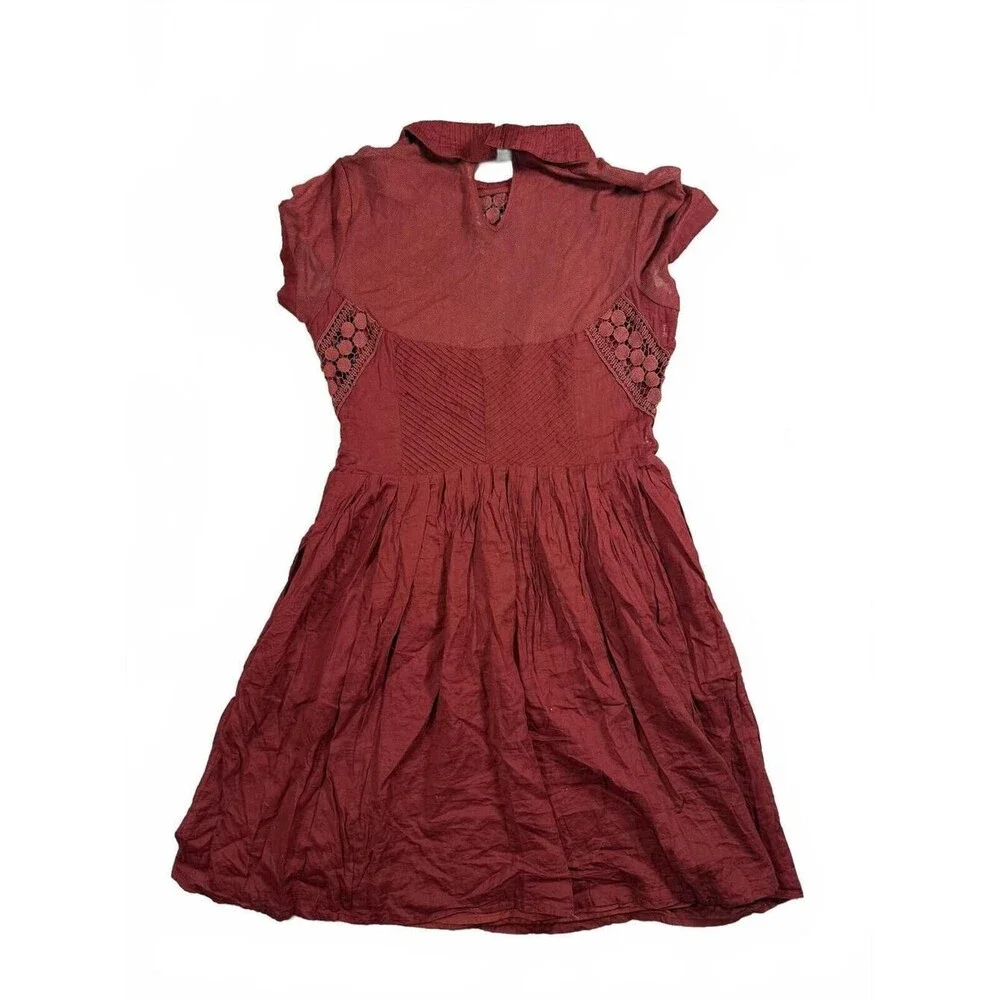 Free People Womens Dress Size 6 Boho Crochet Lace Fit Flare Mini - Picture 6 of 8